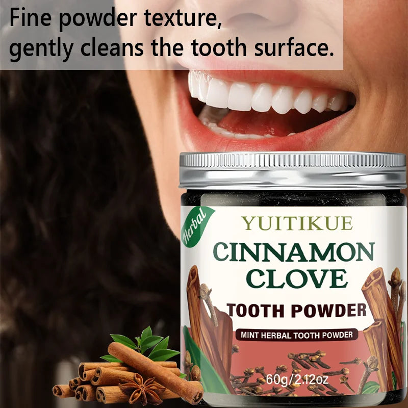 Yuitikue Cinnamon Clove Tooth Powder, 60g Natural Herbal Mint Tooth Cleanser for Oral Care, Fresh Breath & Deep Cleaning Peaceful Pleasures Health and Wellness
