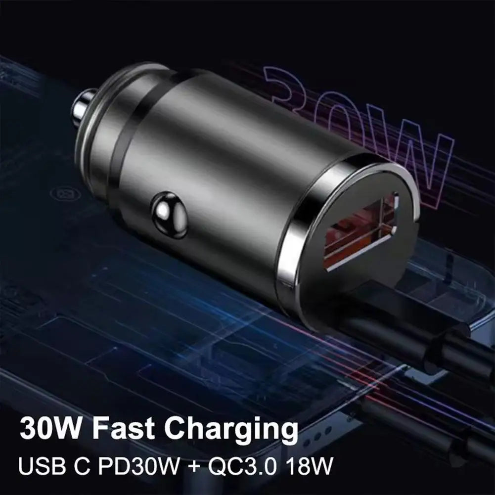 USB+Type-C Car Charge PD fast charging 30W high power QC3.0 intelligent flash charging do not damage the device Peaceful Pleasures Health and Wellness