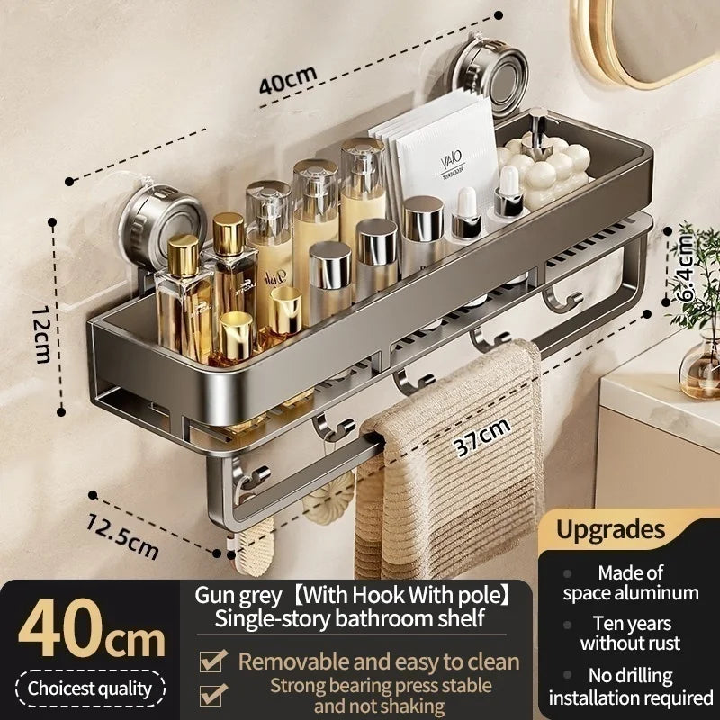 Suction Cup Shower Caddy & Towel Holder – No-Drill Storage