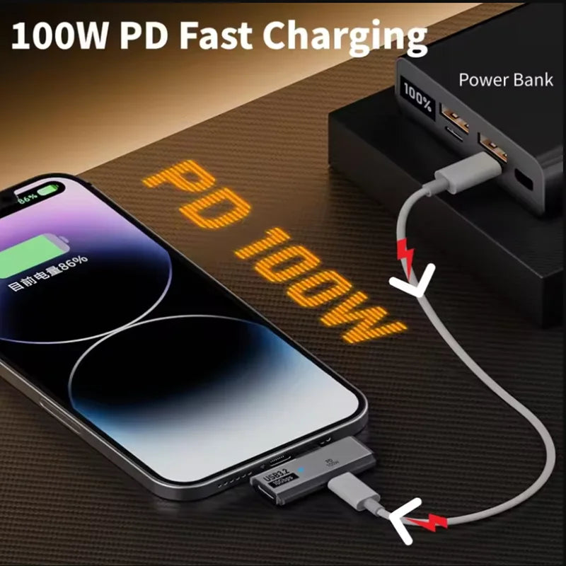 New arrive 2 in 1 Type C OTG Adapter USB C Male to USB-C Female USB 3.2 Splitter 100W PD Fast Charging for Laptop Tablet Peaceful Pleasures Health and Wellness