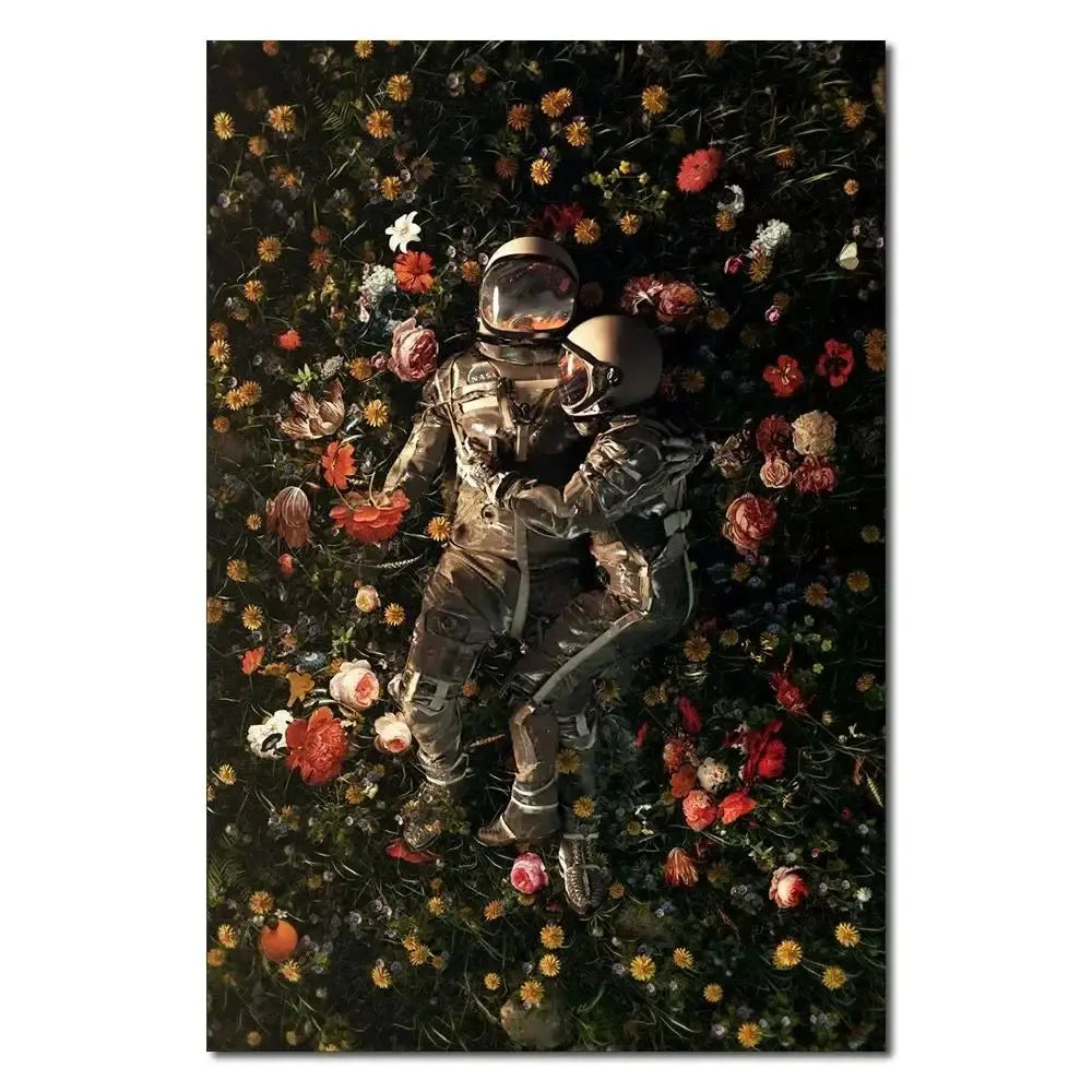 Abstract Astronaut Space Flower Canvas Wall Art Poster | Modern Canvas Wall Art Peaceful Pleasures Health and Wellness 5 20x30cm Unframed