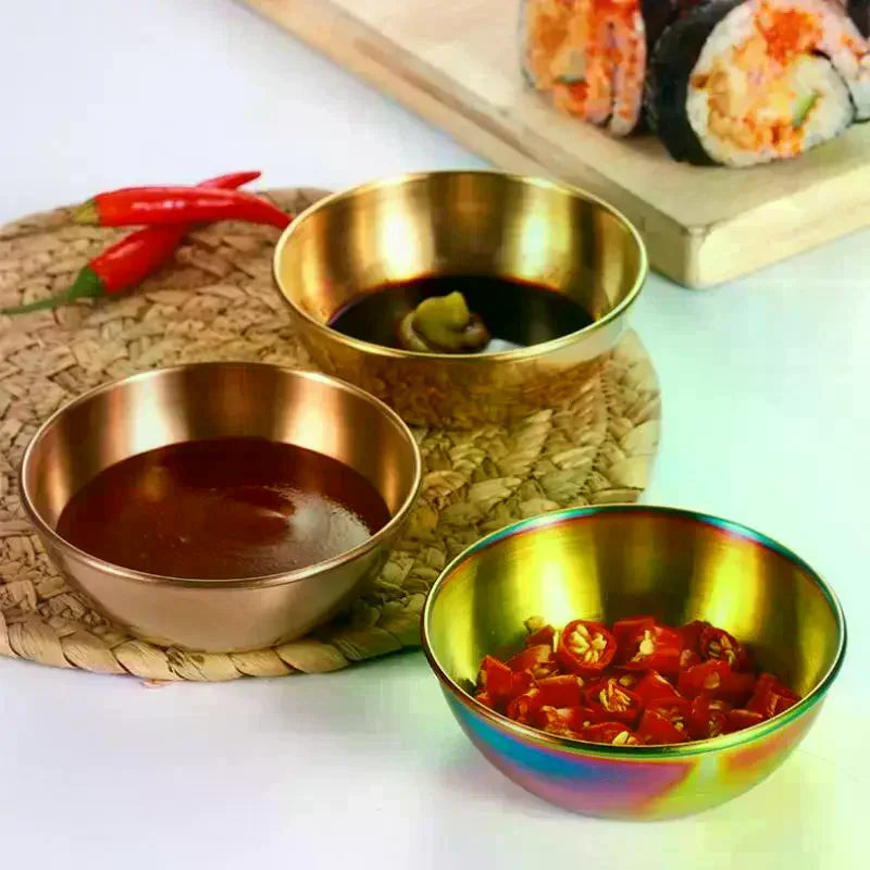 Stainless Steel Golden Sauce Dish | Condiment Serving Plate