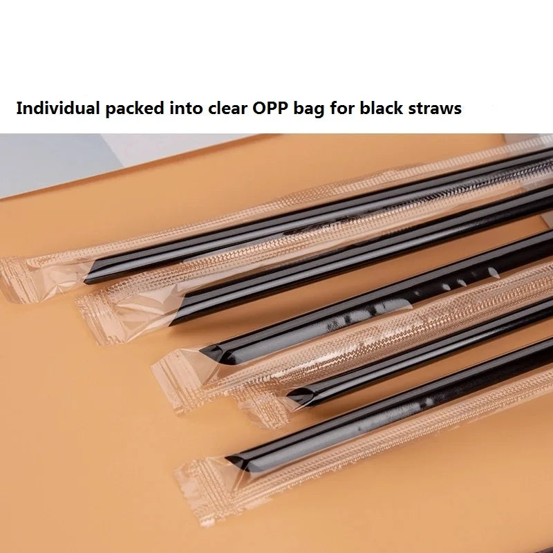 19cm Black or Clear Plastic Straws Indvidually Wrapped BPA free Drinking Straws 7.75 Inches or 9 Inches Bended Straws Beverage Peaceful Pleasures Health and Wellness
