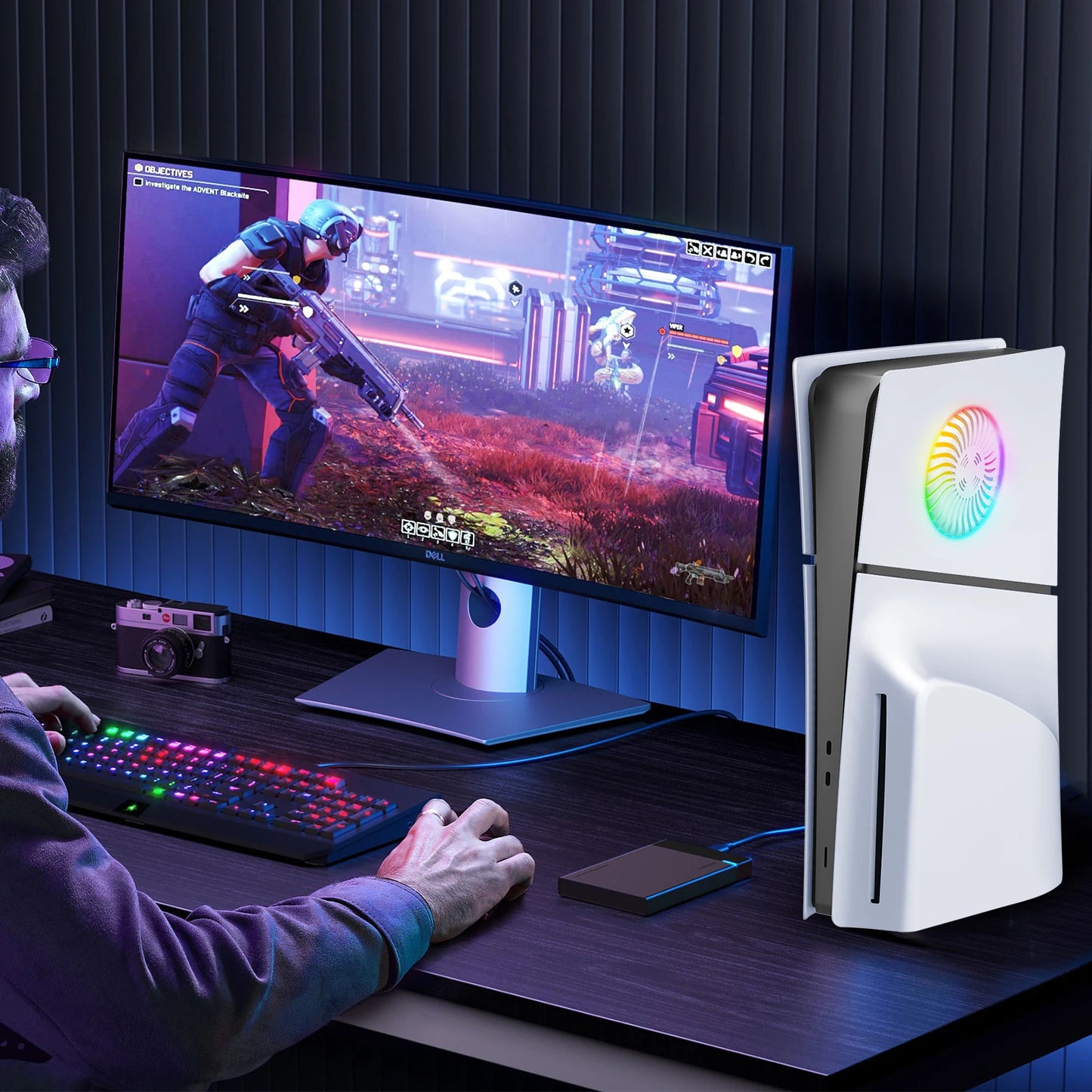 For PS5 Slim Case Top Cover, Replacement Panel Top Cover With Heat Dissipation Holes With RGB Light Peaceful Pleasures Health and Wellness