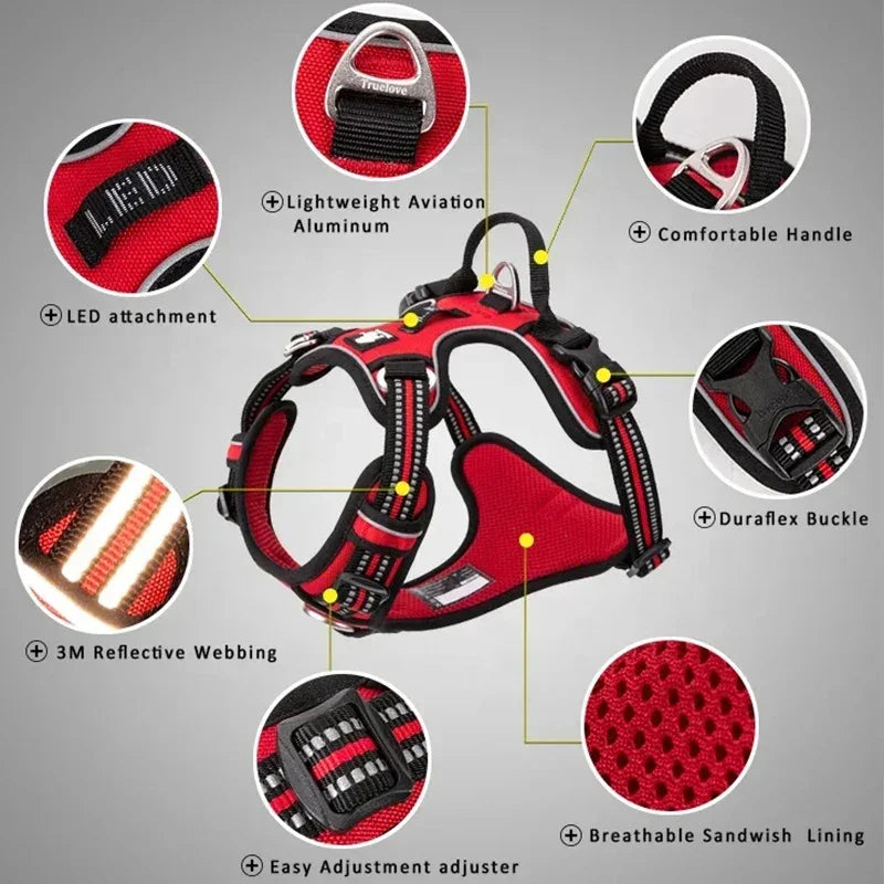 Truelove Pet Harness+Pet Leash Set Rope 110cm/200cm All-in-one Reflective Dog Harness No Pull Adjustable Buckles Dropshipping Peaceful Pleasures Health and Wellness