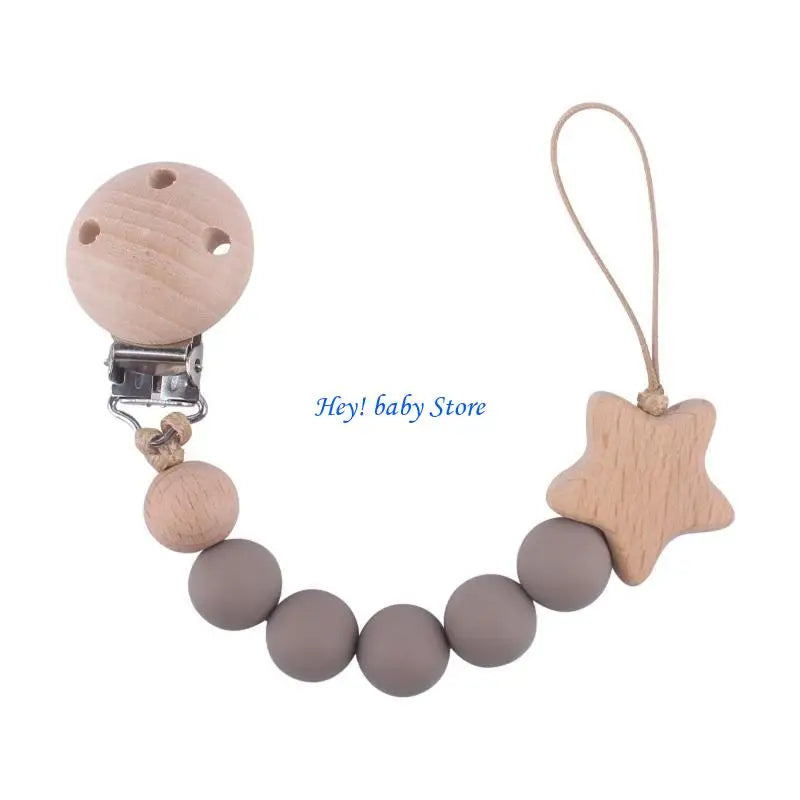 Baby Girl Pacifier Clip with Silicone Teething Beads | Soother Chain