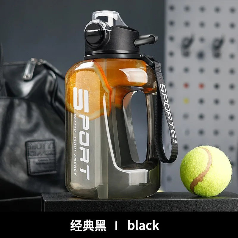 Extra Large 1700ml Sports Straw Water Bottle – BPA-Free Sports Water Bottle Peaceful Pleasures Health and Wellness black