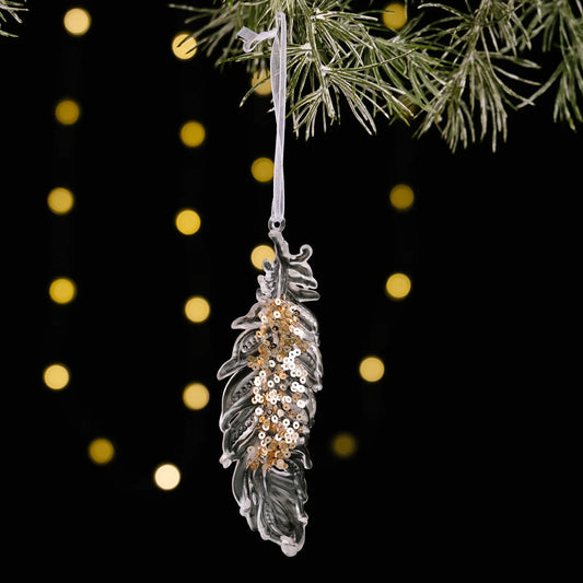 Sequined Acrylic Christmas Ornaments – Snowflake & Bell Pendants Christmas Tree Ornament Oasis Select Leaf