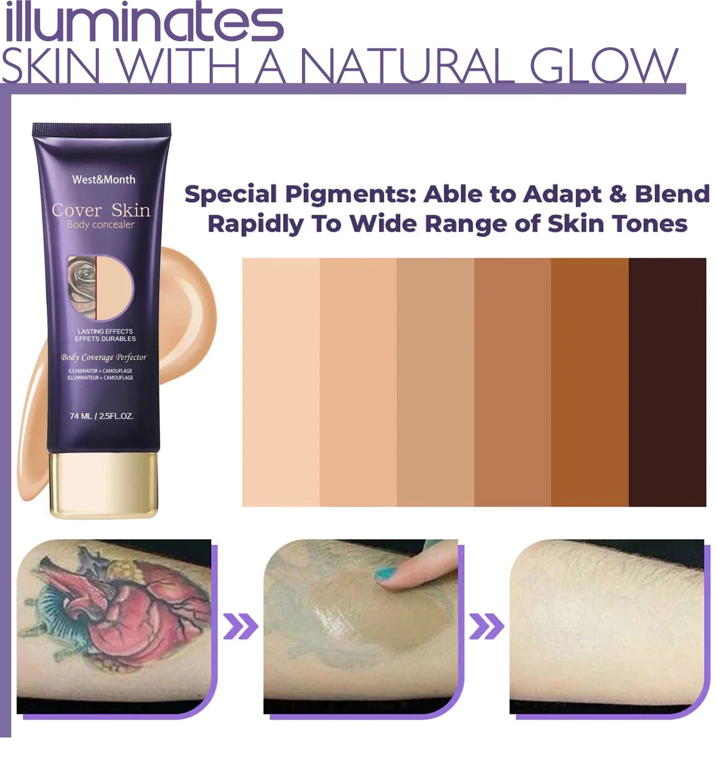 74ml Waterproof Tattoo Concealer Cream – Full Body Coverage