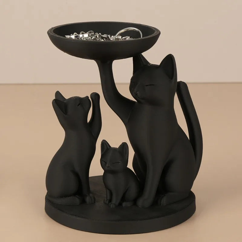 3D Printed Black Cat Storage Tray Set of 3 | Jewelry & Keys