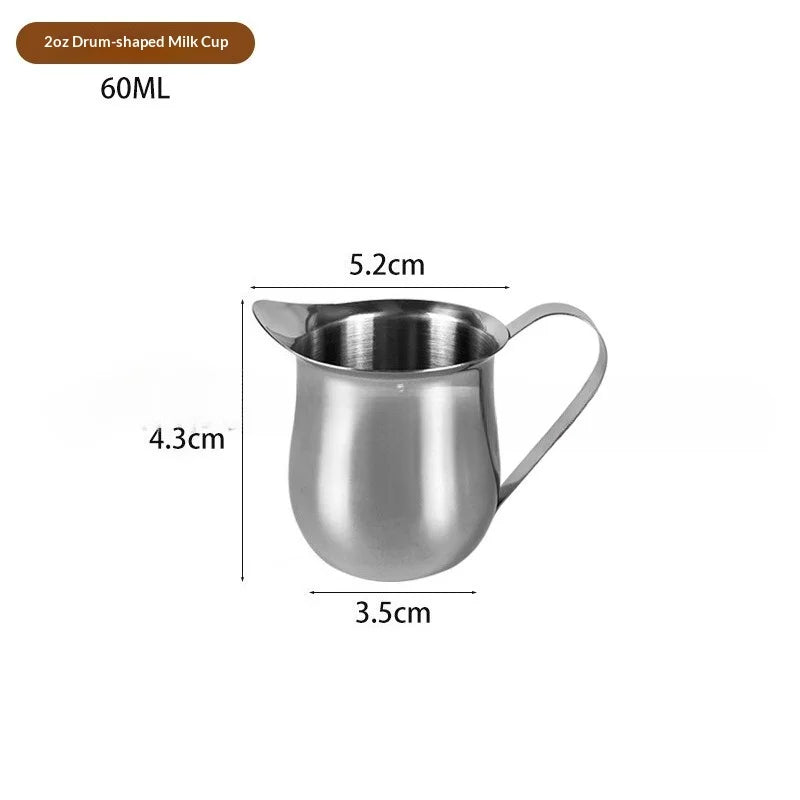 New Coffee Milk Frothing Pitcher Cup Stainless Steel Espresso Creamer Pitchers Ounce Measuring Cup with Pouring Spout Coffeeware Peaceful Pleasures Health and Wellness 60ML