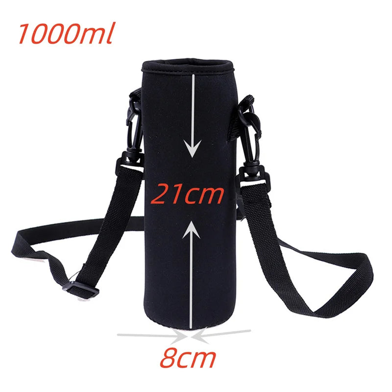 Insulated Cup Sleeve with Neck Rope Retractable Buckle Thick Thermal Cover for Glass Mug Coffee Tea Portable Drink Holder Peaceful Pleasures Health and Wellness Black 1000ml