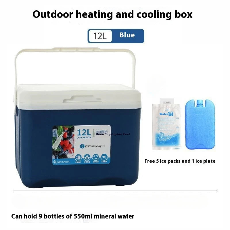 12L Outdoor Camping Night market stall Lunch Beer Cooler incubator with temperature display Portable Picnic retain freshness Box Peaceful Pleasures Health and Wellness blue