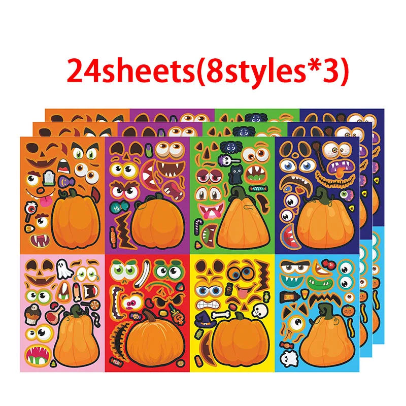 Funny Make Pumpkin Stickers Kids Toddlers 14 Different Designs Face