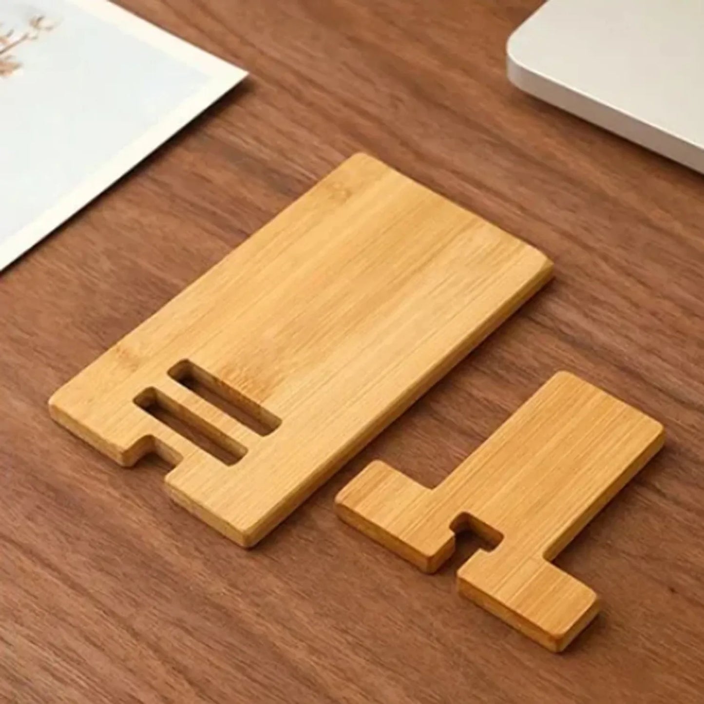 Desktop Bamboo Phone Holder Practical Wooden Smartphone Charging Stand Creative Lazy Multi-functional Stand Peaceful Pleasures Health and Wellness
