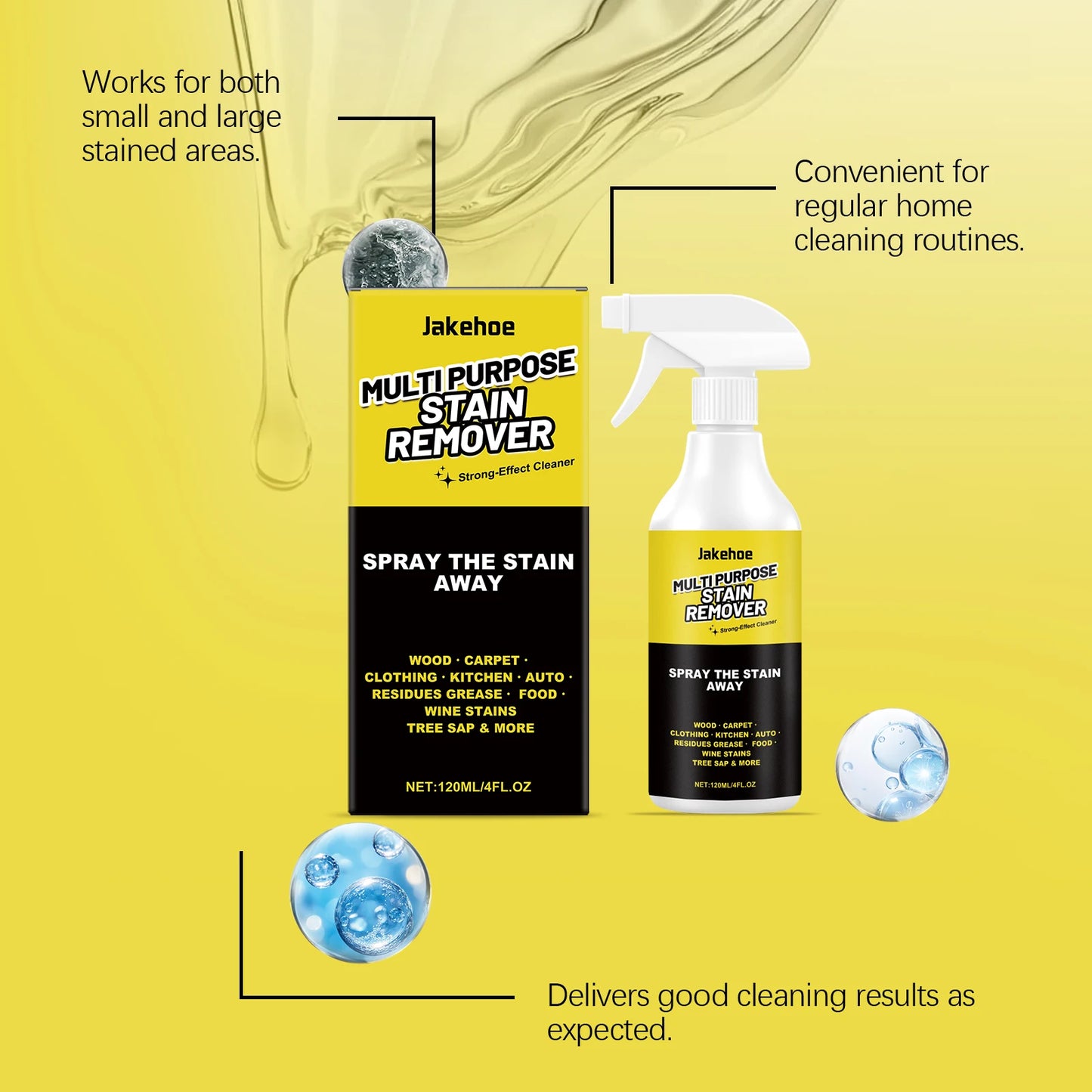 JAKEHOE 120ml Multipurpose Stain Remover Spray | Degreaser