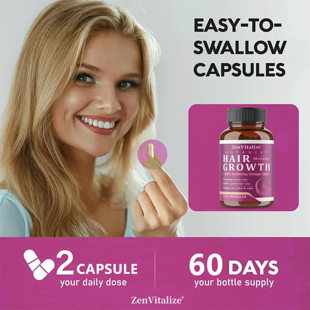 Biotin + Collagen Capsules - Promotes Hair Growth, Anti-Aging, Supports Joints & Bones, Stronger Nails, Beauty Health Peaceful Pleasures Health and Wellness