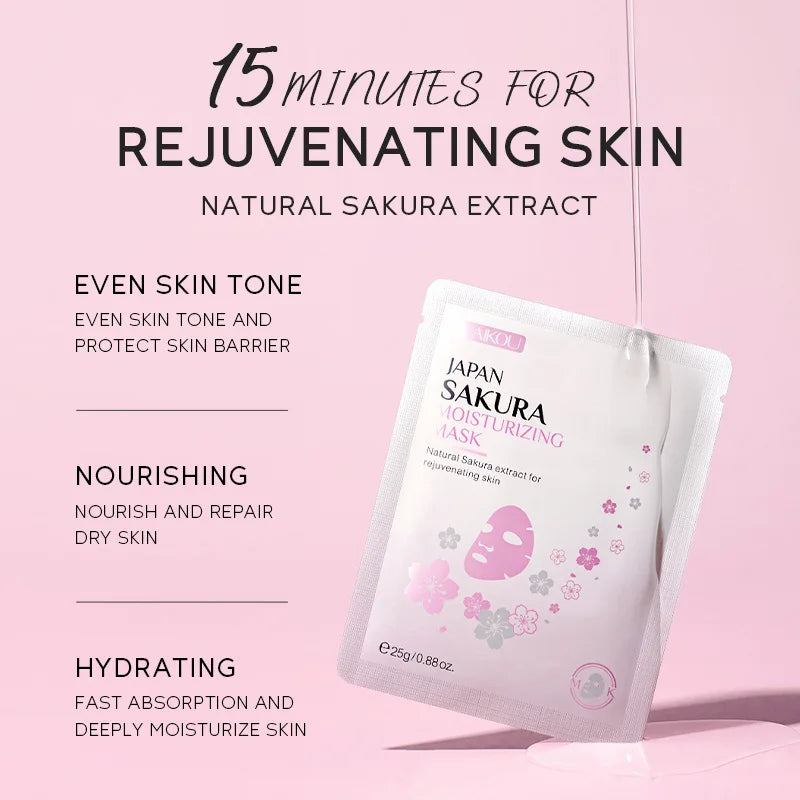 LAIKOU Sakura Sheet Face Mask 10pcs – Moisturizing Anti-Aging