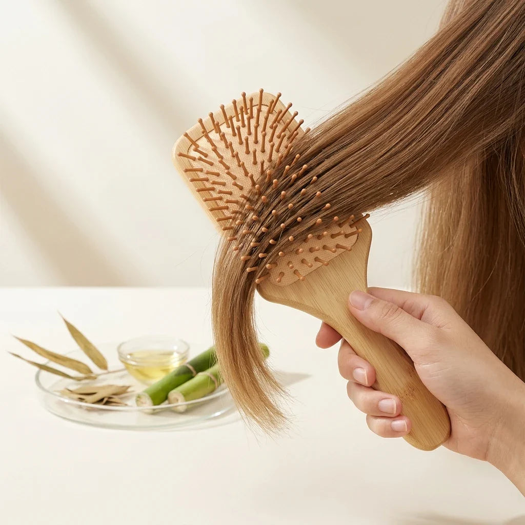Natural Bamboo Air Cushion Hair Brush & Scalp Massager Comb