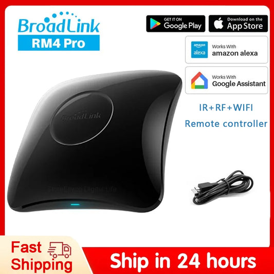 Broadlink RM4 Pro Remote Controller WiFi IR RF Intelligent Controller work with Alexa Google Assistant Smart Home Automation Peaceful Pleasures Health and Wellness