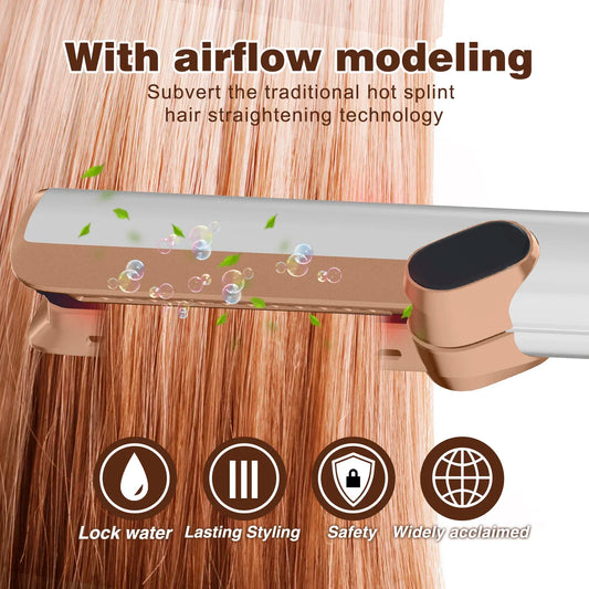 2in1 LCD Display Hair Straightener and Dryer Heat-Up Flat Iron Straightener Dry and Wet Dual-purpose Straight Air Flow Blower Peaceful Pleasures Health and Wellness