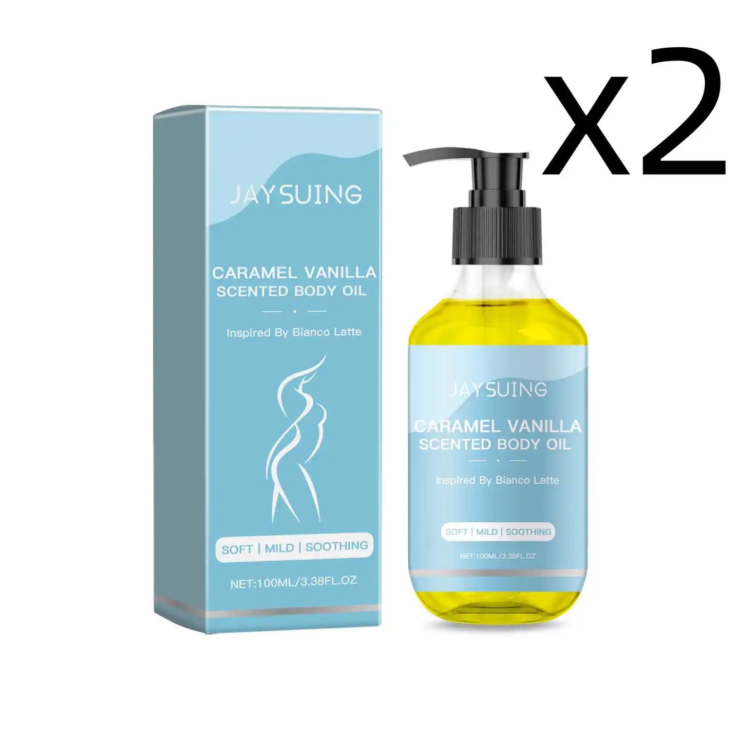 Moisturizing Caramel Vanilla Body Care Oil for Skin Elasticity Peaceful Pleasures Health and Wellness 2x100ml
