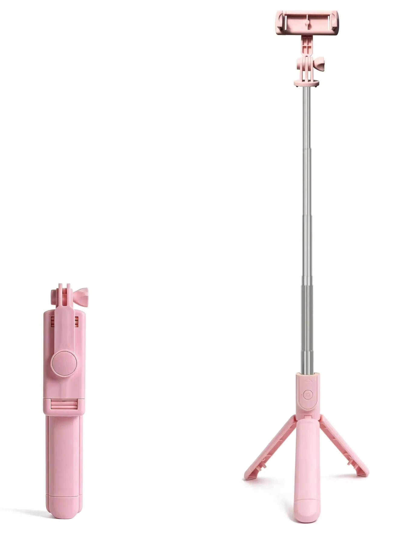 1PC Selfie Stick Wireless Selfie Stick With Tripod Stand Selfie Stick , Remote Control, Phone Holder And Built-In Tripod Peaceful Pleasures Health and Wellness PINK