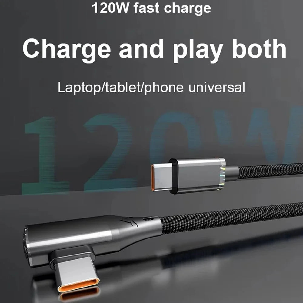 120W USB-C 90° Elbow Fast Charging Cable | Samsung iPhone
