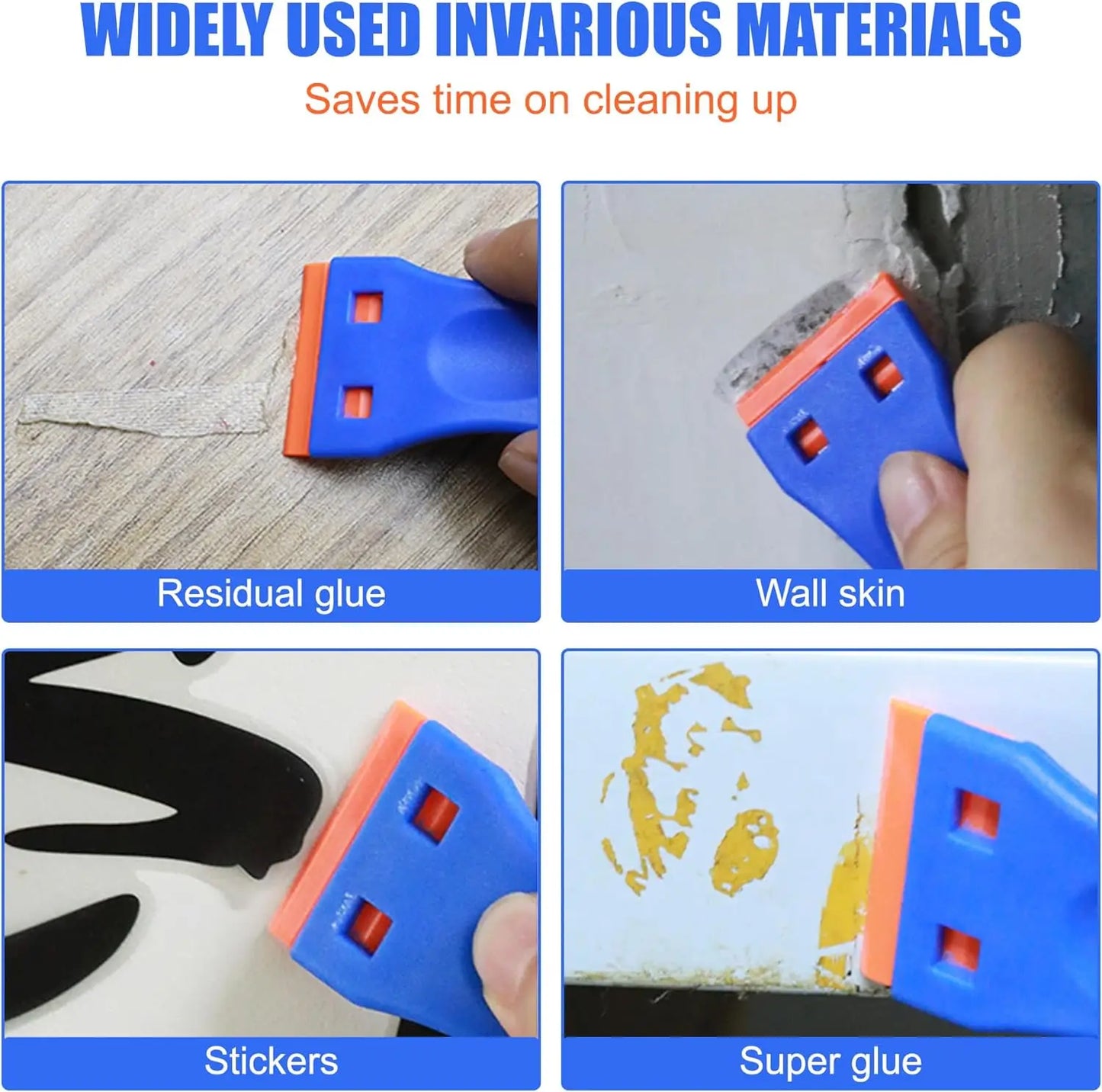 4-Pack Plastic Razor Blade Scraper Set – 50 Blades, Scratch-Free