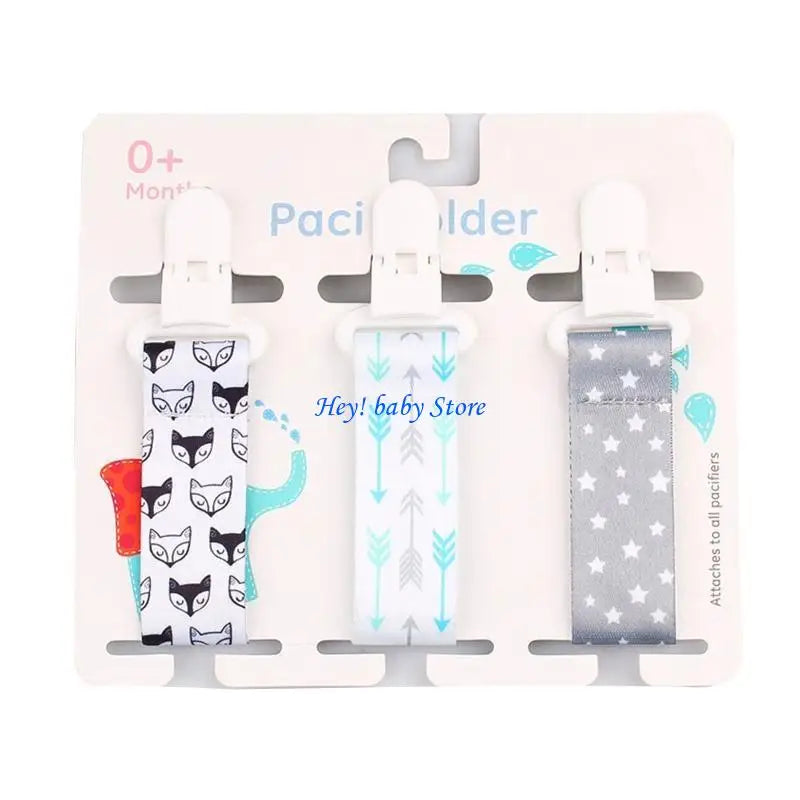 Cartoon Baby Pacifier Clips 3-Pack | Soother Holder Chain