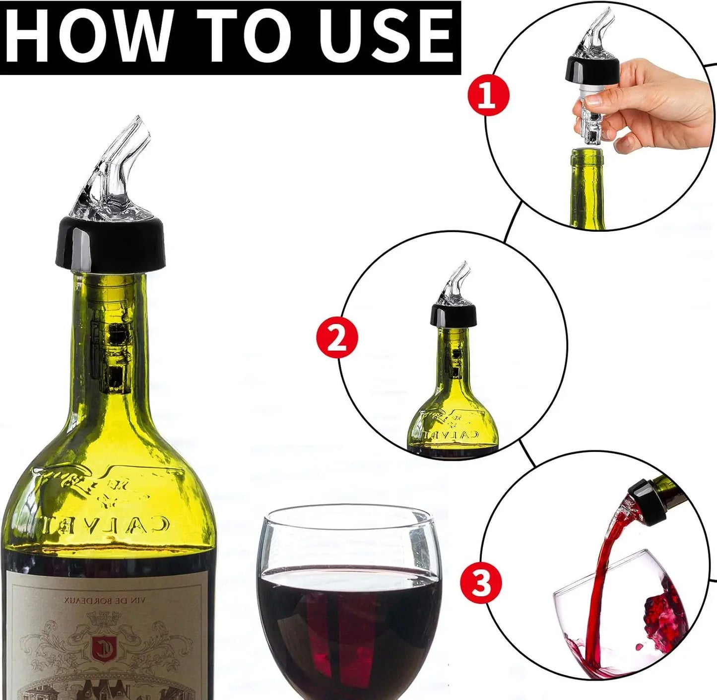 4 Different Measured Bottle Pourer Spouts Liquor Pourers Quick Shot Spirit Driinks Wine Cocktail Whiskey Dispenser Bartender Peaceful Pleasures Health and Wellness