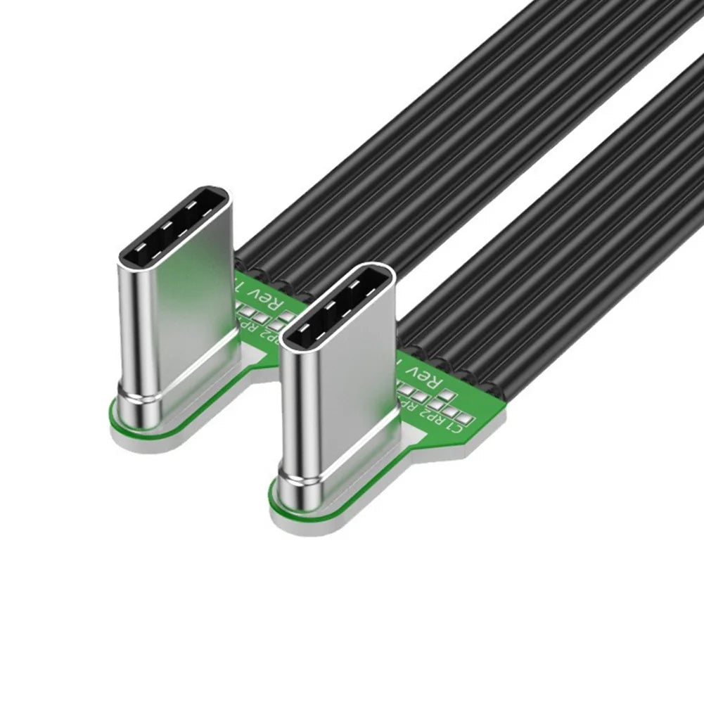 90° Angled Flat Silicone USB-C Cable | 65W Fast Charging