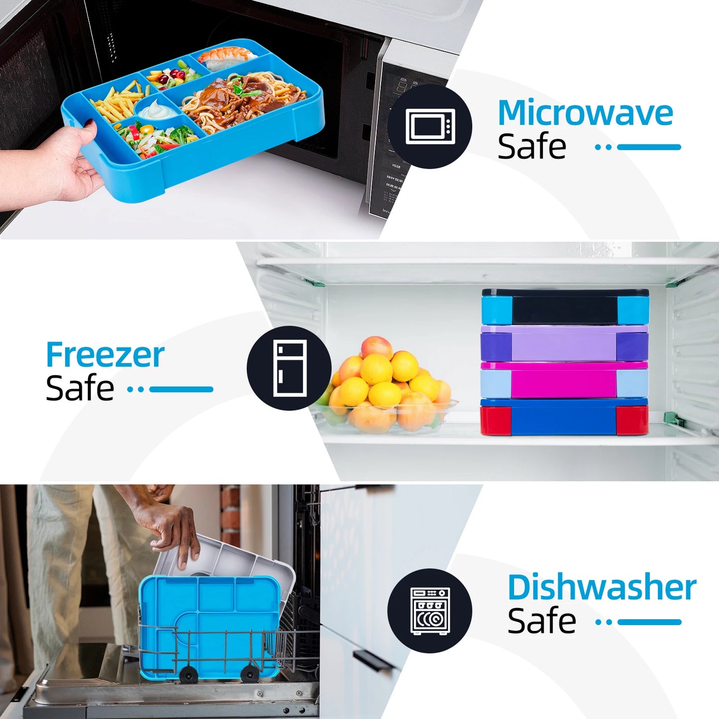 Kids Cartoon Bento Lunch Box – Leakproof Divided Microwave-Safe Food Container for School