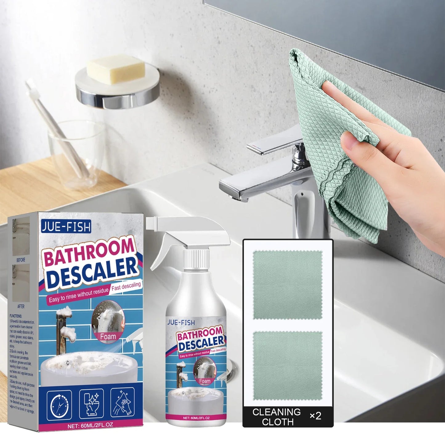 Jue-Fish Bathroom Scale Remover Deep Clean Spray 60ml