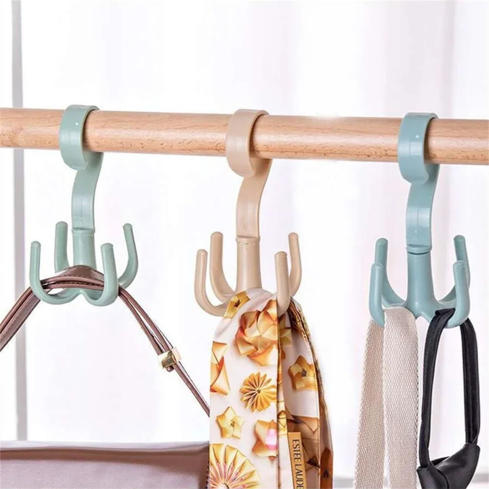 Large Creative Multifunctional Rotatable Four Claw Hooks Coat Hanging Bags Scarf Wardrobe Storage Hangers Doorway Hangers Bags Peaceful Pleasures Health and Wellness