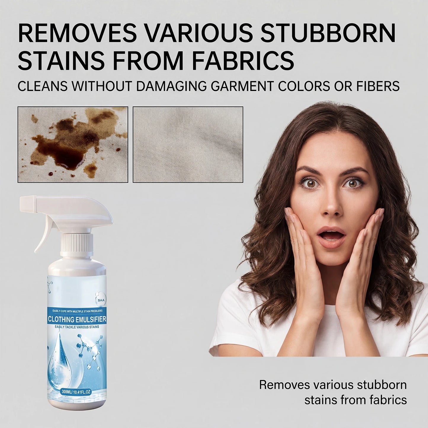 Clothing Emulsifier Stain Remover Spray for Oil, Grease, Food & Blood Stains Removal Preserves Colors and Freshens Clothes Peaceful Pleasures Health and Wellness