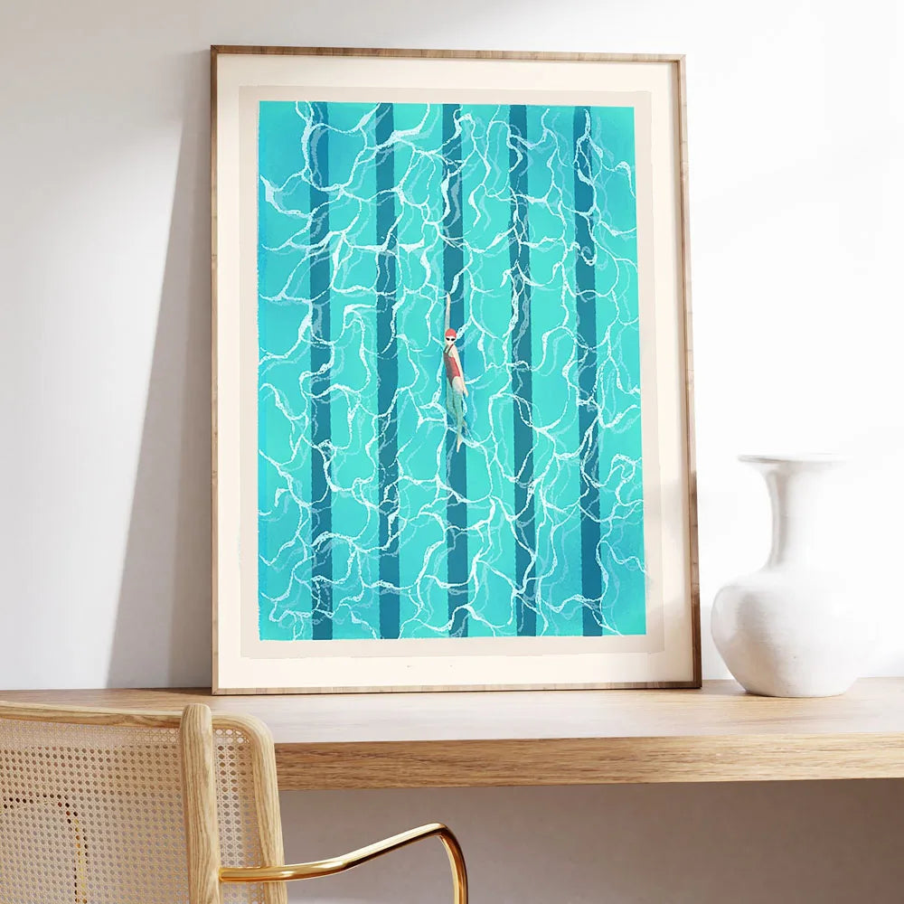 Summer Girl Swimming Pool Party Beach Ocean Boat Wall Art Print Poster Canvas Painting Picture Living Room & Home Decor Peaceful Pleasures Health and Wellness CD083 20x30cm Unframed