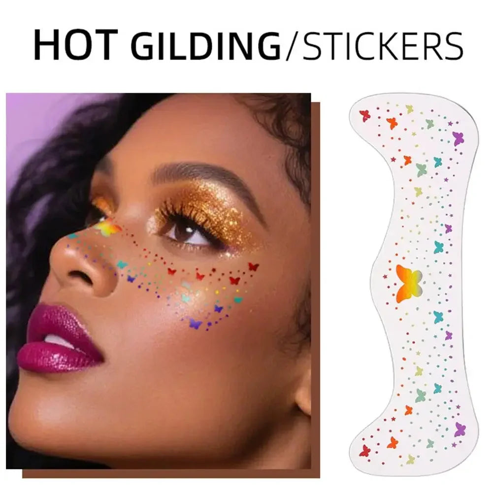 Fourth of July Face Tattoos, 2Pcs Glitter Freckles Face Tattoos Makeup for Independence Day Patriotic Party Supplies Fake Tattoo Peaceful Pleasures Health and Wellness