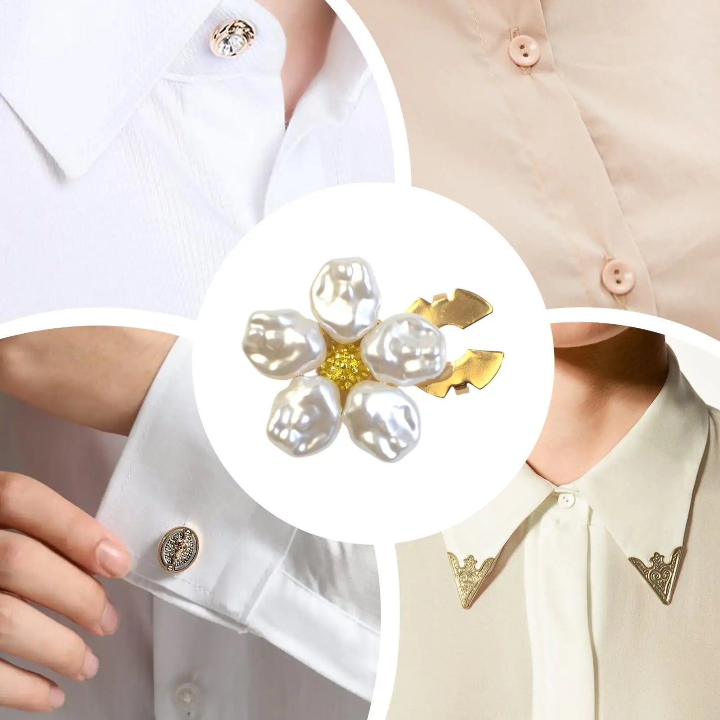 Pearlized Flower Button Clip Jeweled Button Covers Alloy Flower Elegant Cufflinks for Dress Uniform Shirt Embellished Clips Peaceful Pleasures Health and Wellness