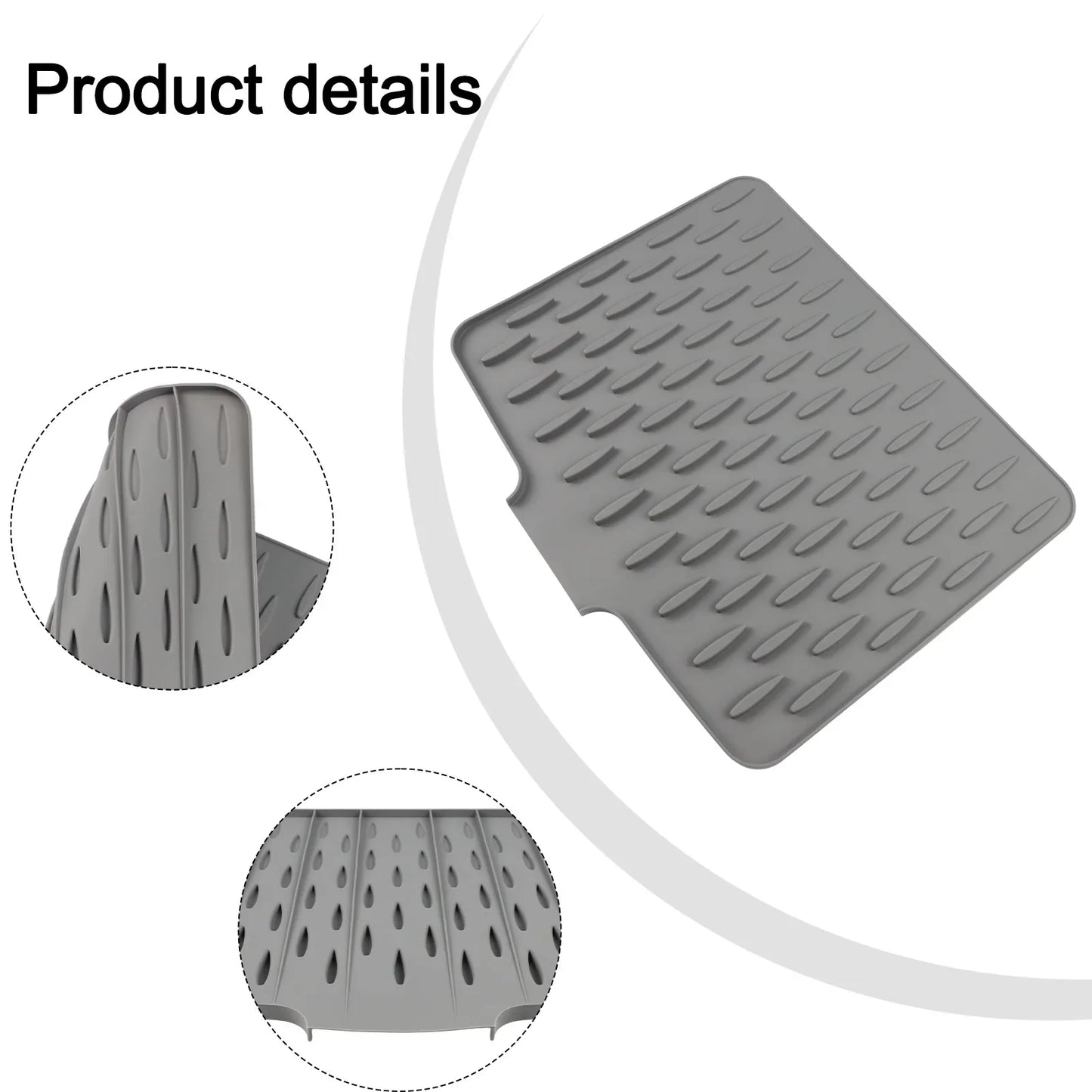 Silicone Dish Drying Mat with Water Diversion | Non-Slip Kitchen