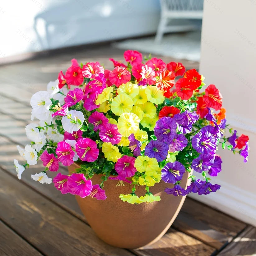 Outdoor Artificial Silk Morning Glory Flowers – 6 Bundle Set