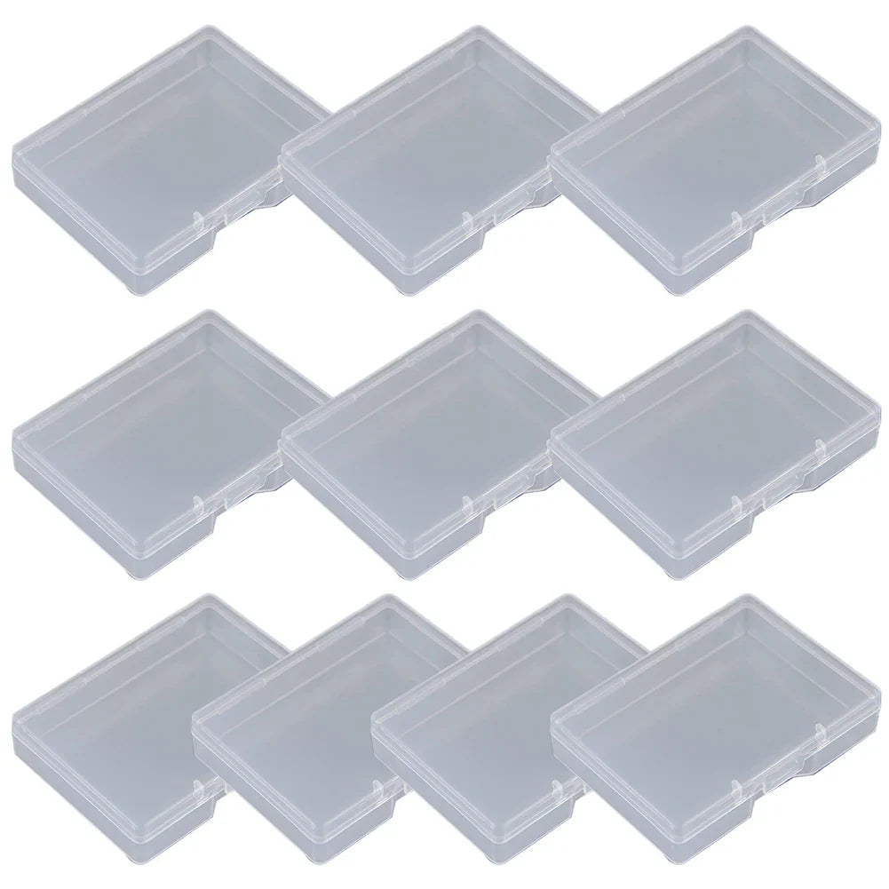 10-Pack Clear PP Plastic Rectangular Flat Storage Boxes