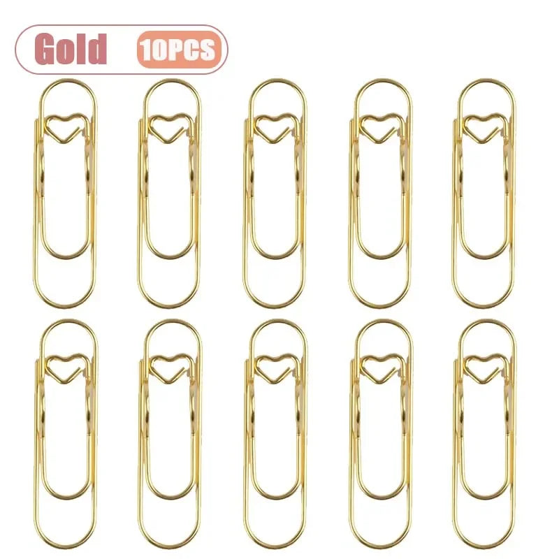 Heart Shaped Metal Pen Clips & Bookmark Holders for Notebooks