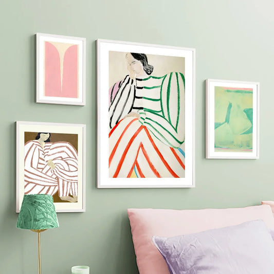 Modern Abstract Woman Wall Art Mid-Century Boho Figure Canvas Prints Minimalist Aesthetic Posters Living Room Bedroom Home De Peaceful Pleasures Health and Wellness
