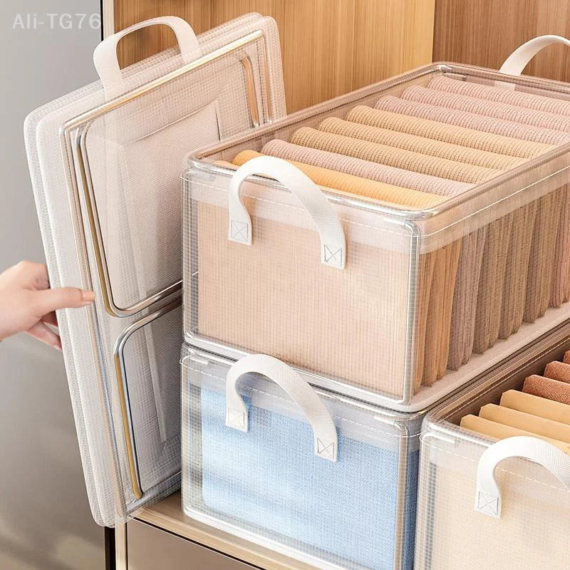 Transparent PVC Steel Frame Waterproof Storage Box Organizer