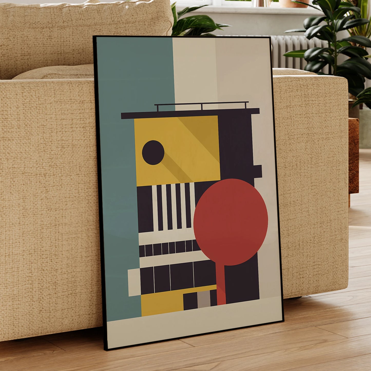 Modern Bauhaus Geometry Framed Canvas Wall Art Print | Home Décor Framed Canvas Wall Art Peaceful Pleasures Health and Wellness