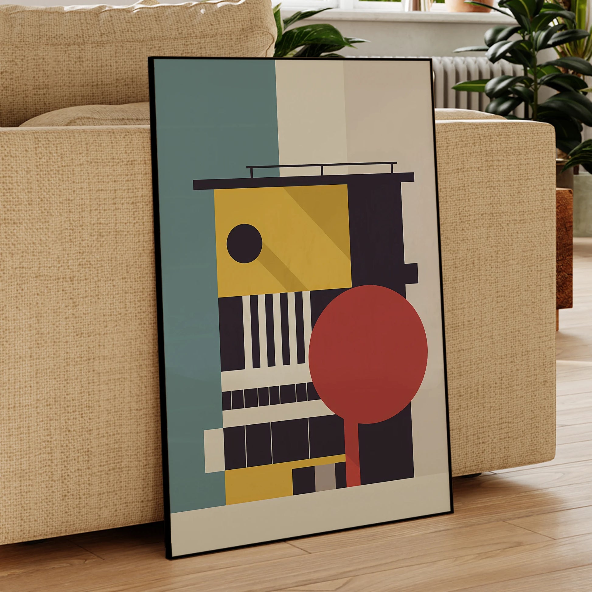 Modern Bauhaus Geometry Framed Canvas Wall Art Print | Home Décor Framed Canvas Wall Art Peaceful Pleasures Health and Wellness