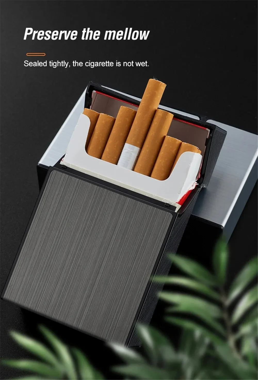 Portable Cigarette Case Metal Smoking Cigarette Box 20pcs Capacity Tobacco Holder Cigarettes Pack Cover Storage Box Men's Gadget Peaceful Pleasures Health and Wellness