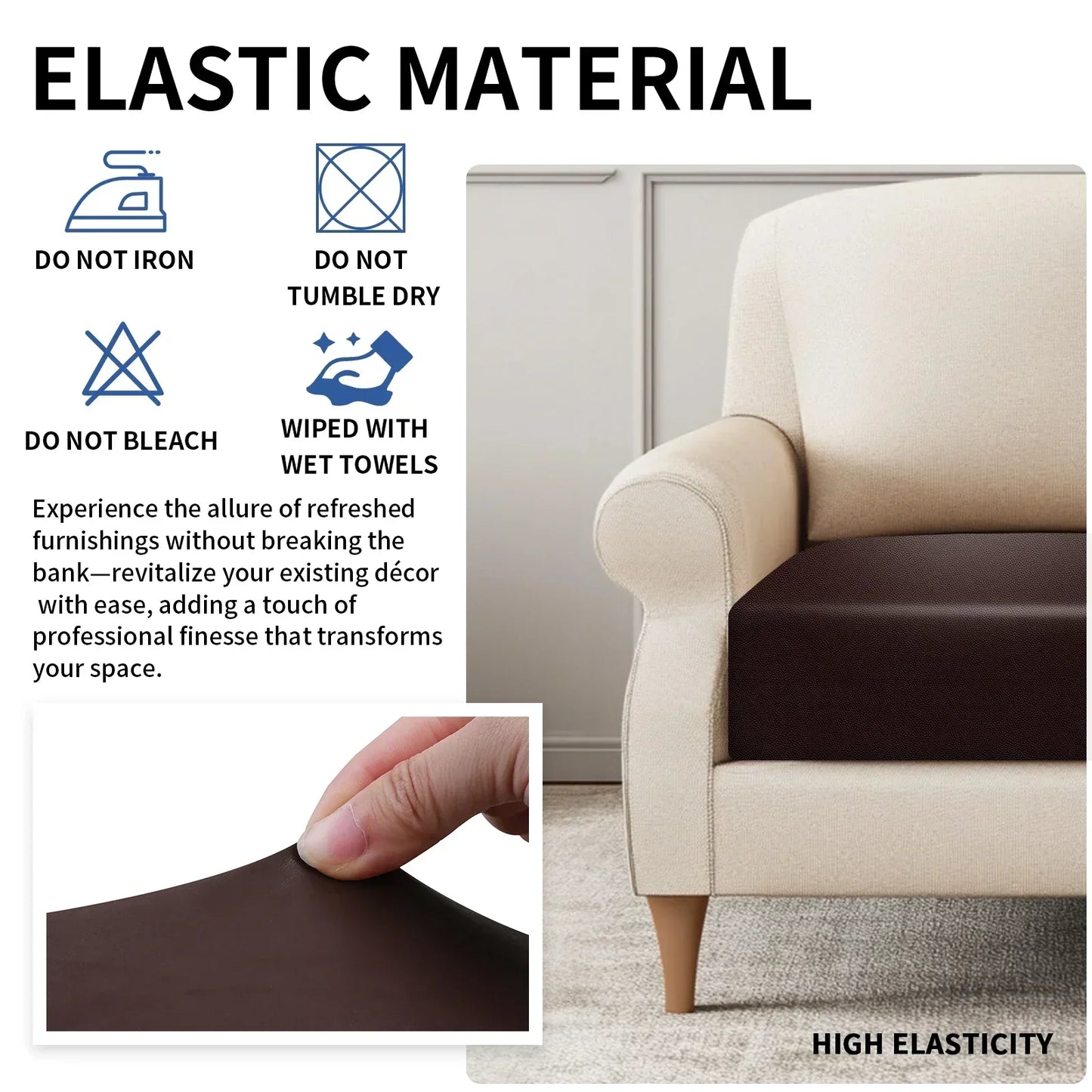PU Leather Waterproof Sofa Seat Cushion Cover Elastic Chair Settee Seats Furniture Protector For Home Living Room Pets Kids Peaceful Pleasures Health and Wellness
