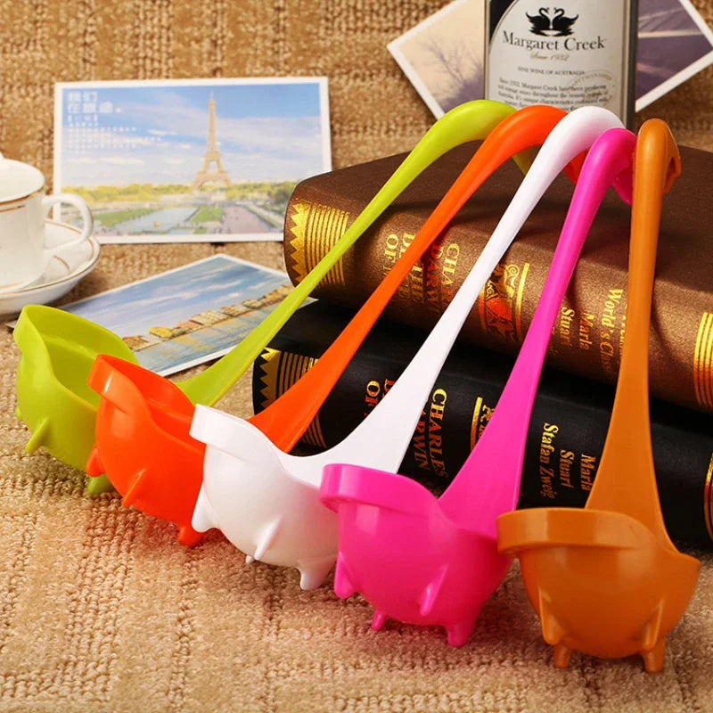 Food Grade PP Plastic Swan Strainer Spoon Long Handle Big Soup Spoon Hot Sale Creative Solid Color Kitchen Tableware Leak Spoon Peaceful Pleasures Health and Wellness